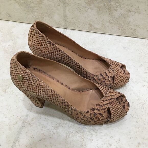 RUTZ WALK IN CORK PEEP-TOE HEELS IN PYTHON - Picture 8 of 12